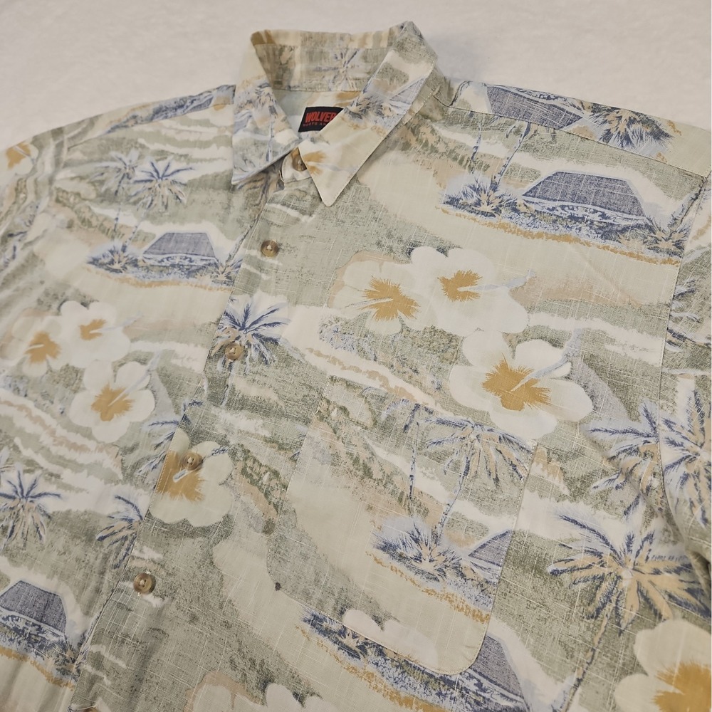 Wolverine Hawaiian Button Up Shirt Men's XL Short Sleeve 100% Cotton Casual